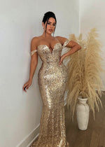 All My Beauty Sequin Maxi Dress Gold