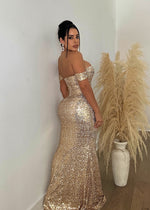 All My Beauty Sequin Maxi Dress Gold