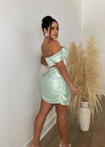 On My Time Satin Skirt Set Green