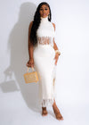 Lift Me Up Sweater Fringe Skirt Set White