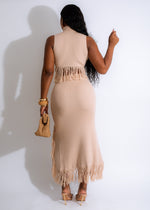 Lift Me Up Sweater Fringe Skirt Set Nude