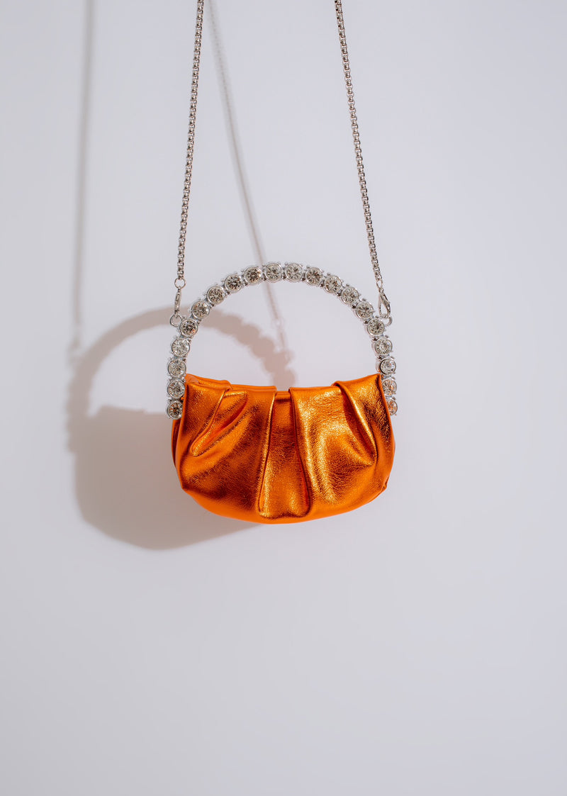 So High Class Rhinestones Handbag Orange
