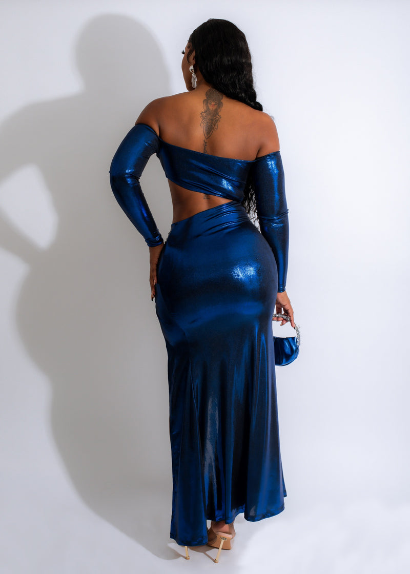 Angels Like You Metallic Ruched Maxi Dress