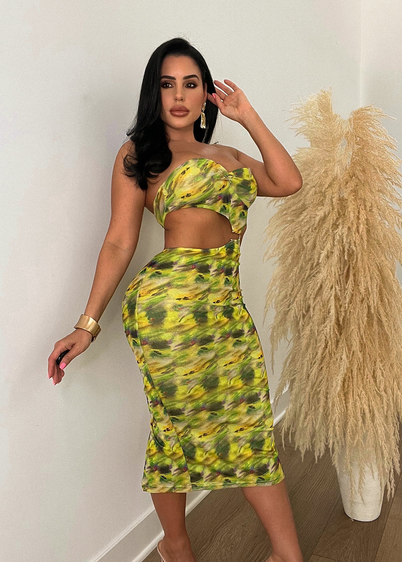 Weekend Chaos Mesh Midi Dress