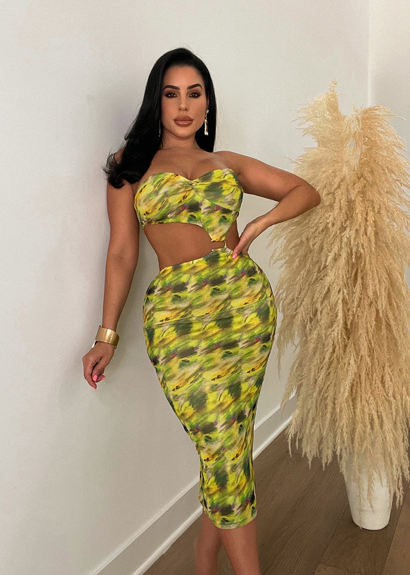 Weekend Chaos Mesh Midi Dress