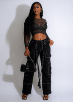 Kiss It Better Metallic Top Set  Black
