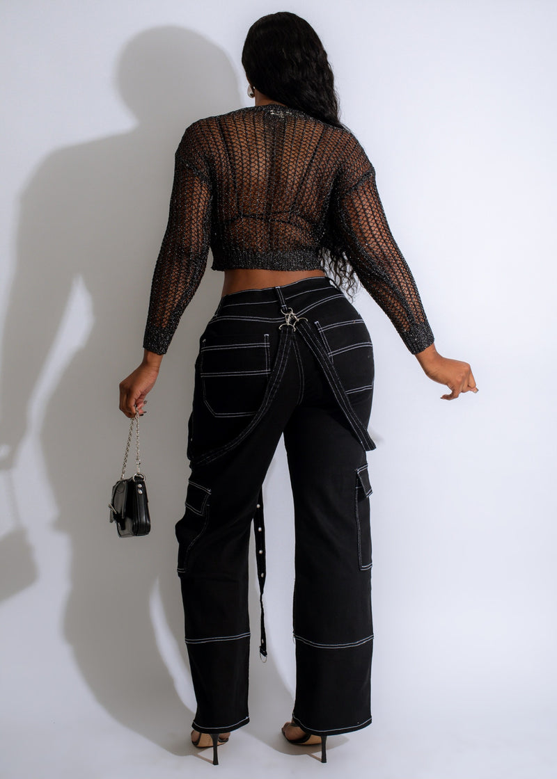 Kiss It Better Metallic Top Set  Black