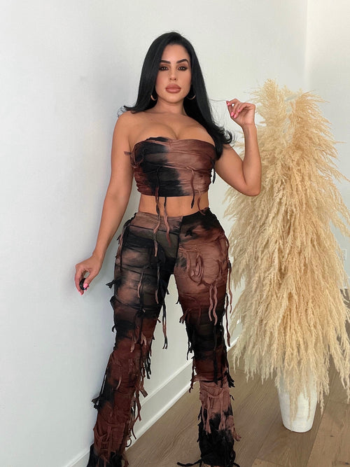 Wild In Nature Mesh Pant Set Brown