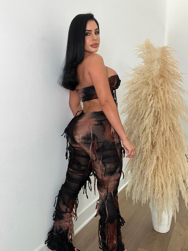 Wild In Nature Mesh Pant Set Brown