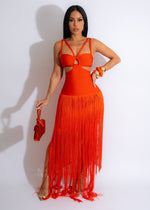 Precious Bandage Fringe Maxi  Dress Orange