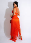 Precious Bandage Fringe Maxi  Dress Orange