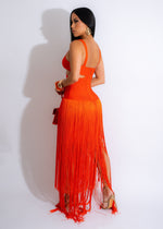 Precious Bandage Fringe Maxi  Dress Orange