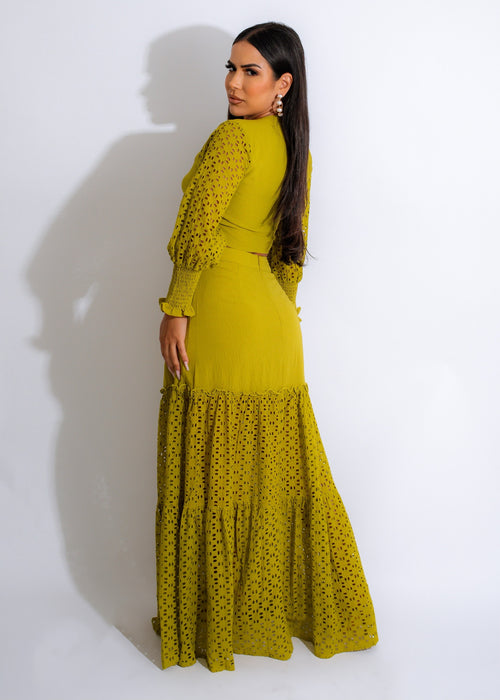 Souvenir Lace Skirt Set Green