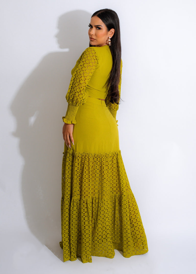 Souvenir Lace Skirt Set Green