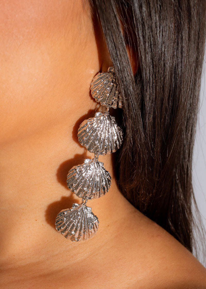 Party In The Sea Shell Earrings Silver