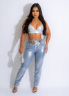 Full Gloss Ripped Metallic Mom Jeans Silver
