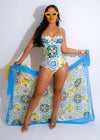 Summer Magazine Swimsuit Set Blue