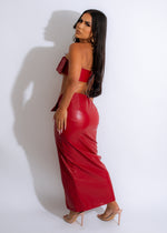 Catching Attention Faux Leather Skirt Set Red