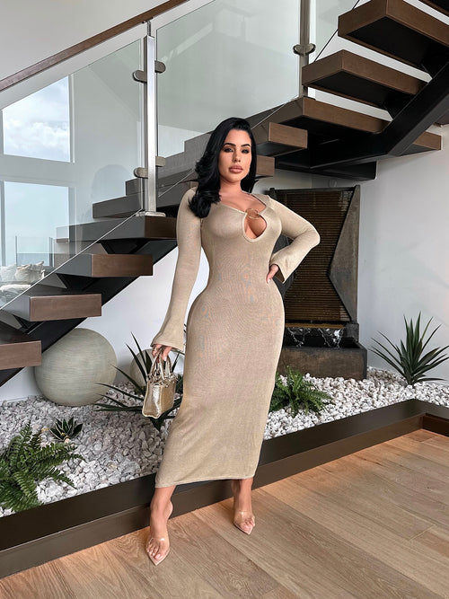 Get Away Knitted Maxi Dress Nude