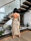 Get Away Knitted Maxi Dress Nude - Elegant, flowing, and comfortable knit dress in a beautiful nude color
