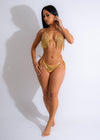 Disco Beach Party Rhinestones Bikini Gold