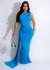 Big City Big Dreams Ruched Maxi Dress Blue