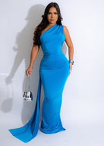 Big City Big Dreams Ruched Maxi Dress Blue