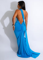 Big City Big Dreams Ruched Maxi Dress Blue