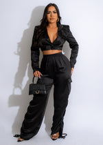 Obsession Silk Cargo Pant Set Black