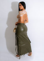 Love & Hate Faux Leather Skirt Green
