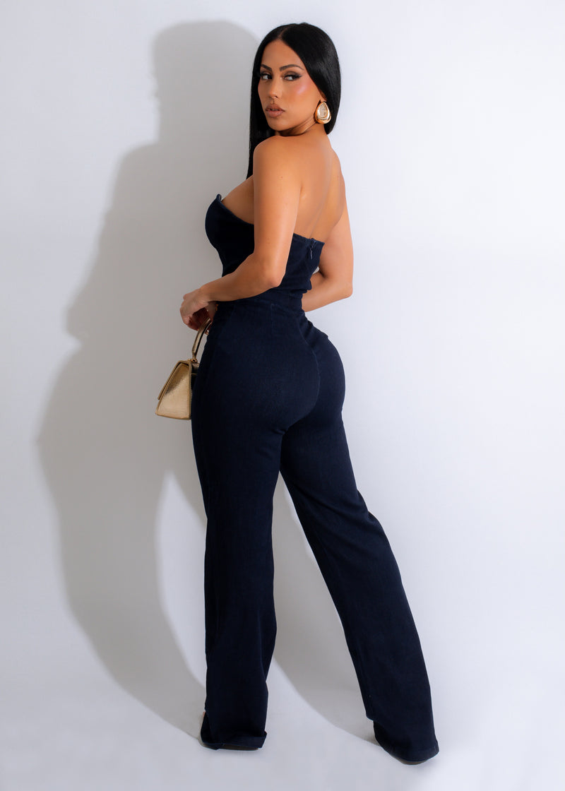 Favorite Moment Flare Jumpsuit Dark Denim