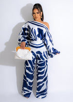 Love On Top Silk  Pant Set Blue