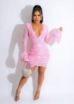 Perfect Mesh Sequin Ruched Mini Dress