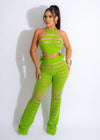 Crazy In Love Sweater Mesh Pant Set Green