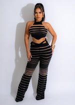 Crazy In Love Sweater Mesh Pant Set Black
