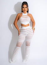 Crazy In Love Sweater Mesh Pant Set White