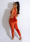Pleasant Affair Velvet Mesh Jumpsuit Orange