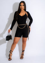 Playing Games Romper Set Black