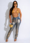 She's The Moment Rhinestone Crop Top Gold with sparkling embellishments 