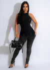 Stronger Ribbed Tie Dye Jumpsuit Black