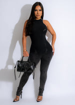 Stronger Ribbed Tie Dye Jumpsuit Black