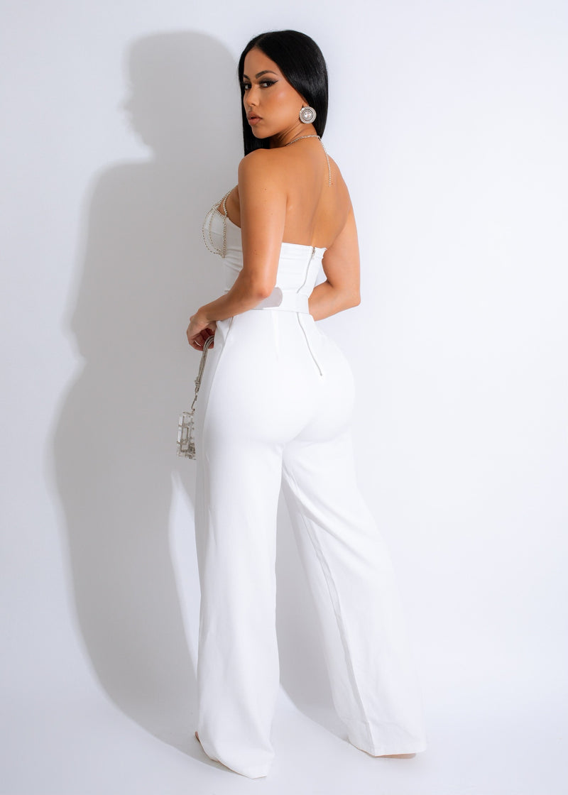 Womanizer Rhinestones Jumpsuit White