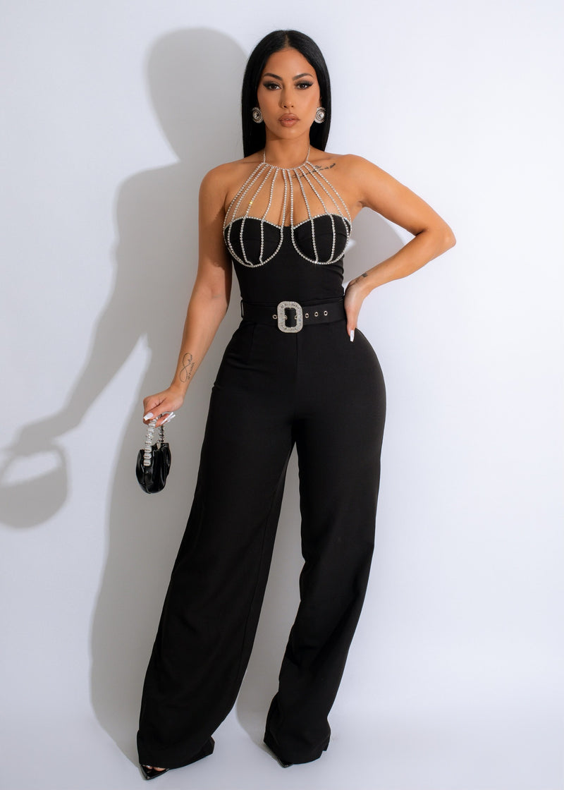 Womanizer Rhinestones Jumpsuit Black
