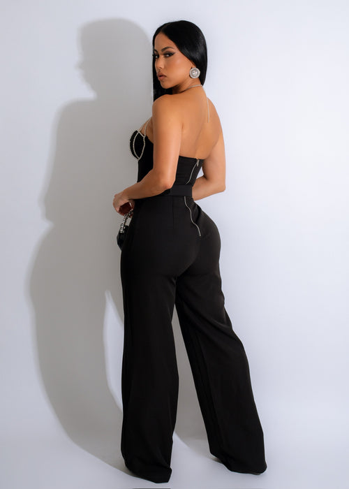 Womanizer Rhinestones Jumpsuit Black