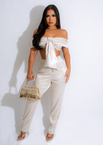 Rule The World Silk Pant Set Nude