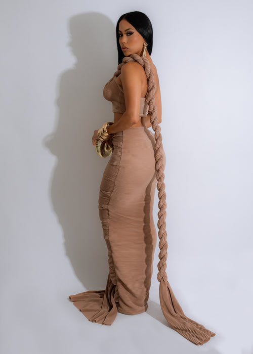 Two-piece Sweet Fantasy Skirt Set Nude featuring a flowy, ethereal skirt
