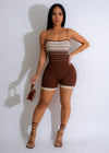 Having A Moment Ribbed Romper Brown