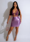 Signature Diva Metallic Mini Skirt Purple, a stylish and eye-catching fashion piece perfect for a night out or special event