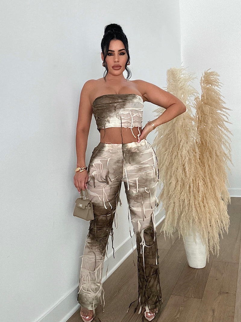 Wild In Nature Mesh Pant Set Nude
