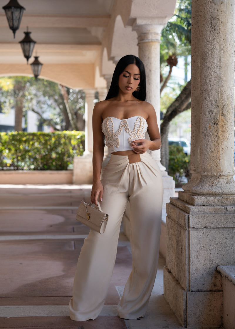 Sahara Muse ruched Pant Set White